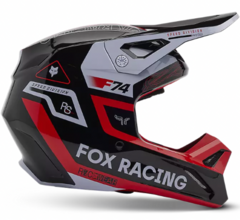 CASCO FOX V1 RACE SPEC ROJO BLANCO NEGRO BRILLO - comprar online