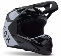 CASCO FOX V1 LEAN NEGRO BLANCO GRIS BRILLO - comprar online
