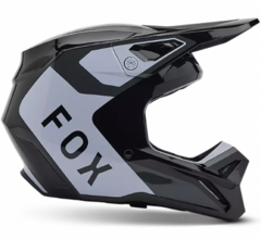 CASCO FOX V1 LEAN NEGRO BLANCO GRIS BRILLO