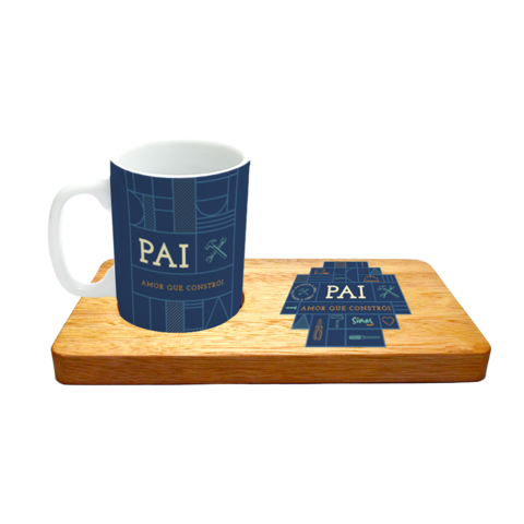 Kit Caneca Pequena + Bandeja - Tipos de Pais - Pai Mãos à Obra