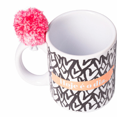 Caneca Cilíndrica 330ml Com Pompom - Love Canecas Hoje é o Dia 34824