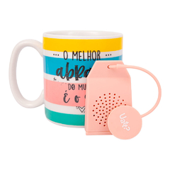 Caneca Cilíndrica com Infusor - Love Canecas Abraço