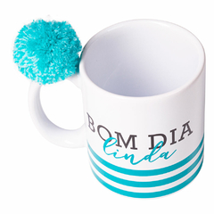 Caneca Cilíndrica 330ml Com Pompom - Love Canecas Bom dia Linda 34818 - comprar online