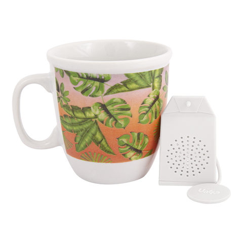 Caneca Charme com Infusor - Mensagem Folhagens