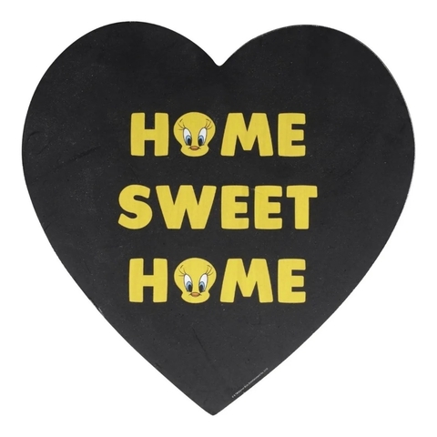 Quadro Madeira Formato Coração - Piu Piu Home Sweet Home