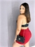 Shorts Saia Crepe Com Detalhe de Cinto Vermelho na internet