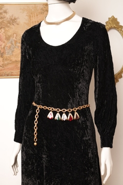 Vestido Morticia veludo P - Antonieta Brechó