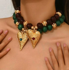 Colar coração verde