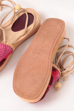 Sandália de couro e crochê - loja online