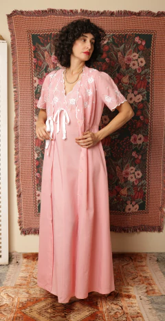 Conjunto vintage bordado P/M