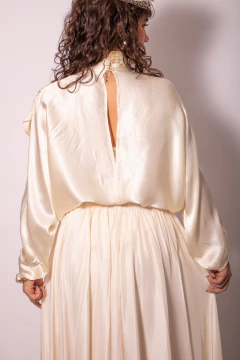 Blusa francesa vintage de seda P/M - loja online