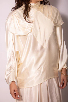 Blusa francesa vintage de seda P/M - Antonieta Brechó