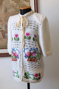 Tricô anos 80 feito à mão P/M