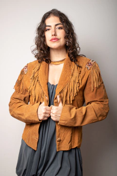 Jaqueta vintage de couro P/M - Antonieta Brechó
