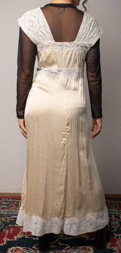 Slip dress anos 50/60 de seda bordada P - comprar online