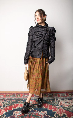 Saia vintage de seda P - Antonieta Brechó