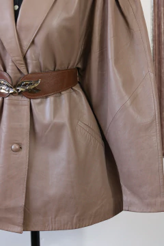 Casaco anos 80 de couro pelica M - loja online