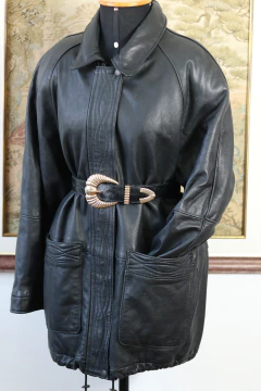 Parka/jaqueta italiana anos 80 de couro M