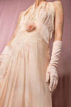 Slip dress anos 50 de seda P/M na internet