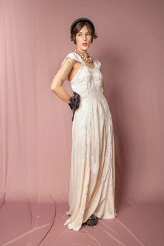 Imagem do Slip dress anos 50 de seda P