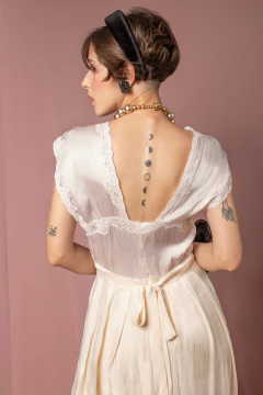 Imagem do Slip dress anos 50 de seda P