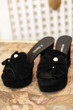 Tamanco de veludo salto meia pata 37 Novo! - comprar online