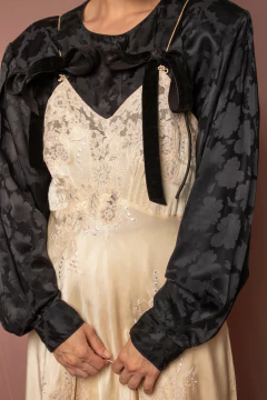 Slip dress anos 40/50 de seda PP - Antonieta Brechó