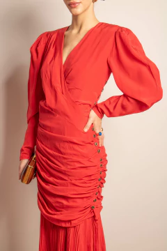 Vestido de seda anos 80 P