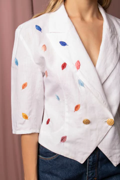 Casaqueto vintage de linho bordado P