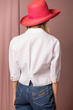 Casaqueto vintage de linho bordado P - Antonieta Brechó