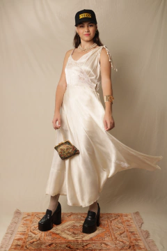 Slip dress anos 50 de seda P/M - loja online