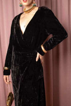 Vestido veludo vintage P/M - Antonieta Brechó