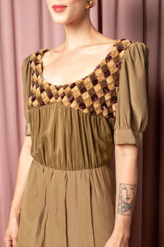 Vestido vintage de seda P/M na internet