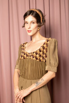 Vestido vintage de seda P/M - loja online