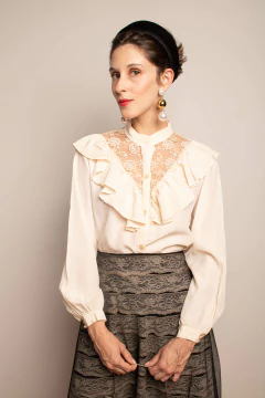 Blusa vintage romântica P/M