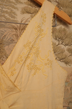 Vestido linho anos 50/60 bordado P/M - loja online