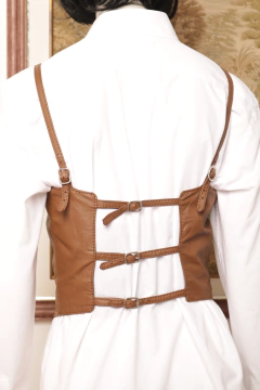 Top vintage de couro P/M - Antonieta Brechó