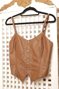 Top vintage de couro P/M