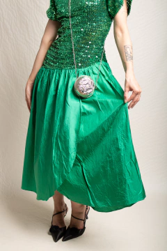 Imagem do Vestido anos 80 brilho e seda P/M