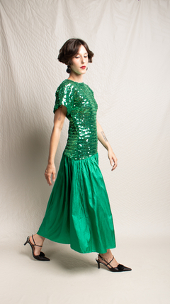 Vestido anos 80 brilho e seda P/M