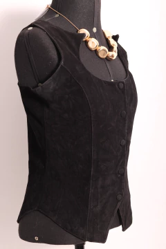 Blusa vintage couro P - Antonieta Brechó