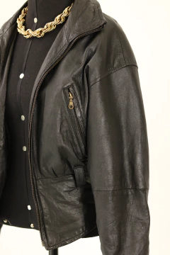 Jaqueta anos 80 de couro P - Antonieta Brechó