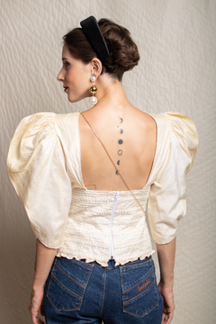 Blusa anos 80 de seda bordada PP - comprar online