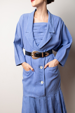 Vestido anos 80 de linho P/M - comprar online
