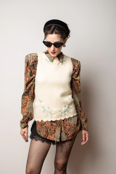 Blusa vintage de lã cashmere P na internet