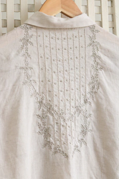 Camisa vintage linho puro bordada P/M - loja online