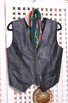 Colete vintage de couro P/M - Antonieta Brechó