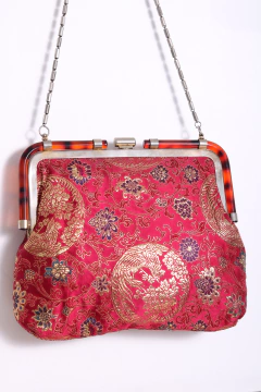 Bolsa vintage tecido e acrilico