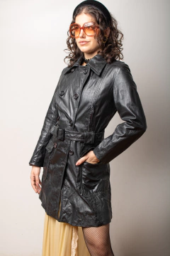 Casaco vintage de couro legitimo P - Antonieta Brechó