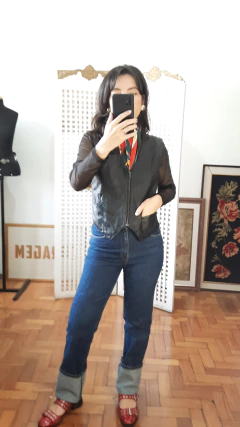 Colete vintage de couro P/M